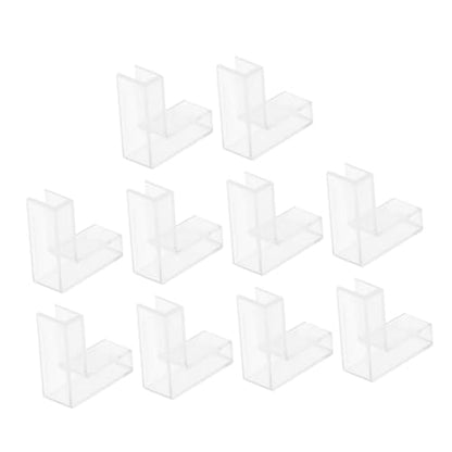 Healifty 10pcs Glass Shelf Clips for Fish Tank Corner Bracket Clamps for Display Cabinets Plastic Fixing Clips for Organizing Aquariums and Shelves