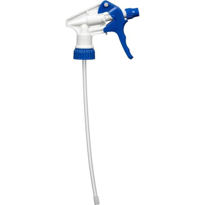 Heavy Duty Universal Trigger Sprayer Replacement for 32 oz Sprayer Bottles, 9 1/4" Dip Tube, 28-400 Neck Finish - 6 Pack (Blue)