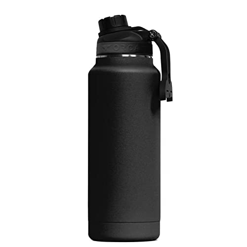 ORCA Hydra 34oz | Insulated, Stainless Steel Water Bottle with Powder Coat Finish & Silicone Grip Whale Tale Handle, Dishwasher Safe Sports Bottle — Black