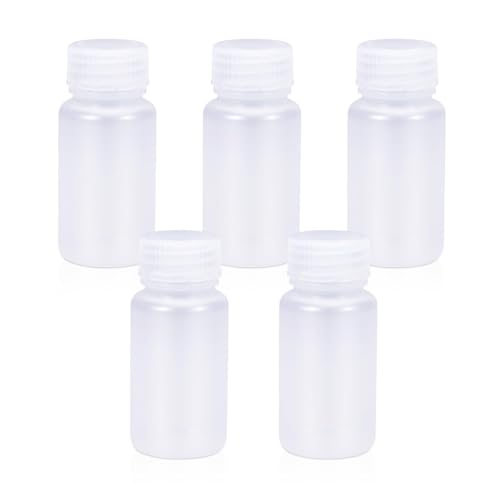 2 oz Wide Mouth Lab Reagent Container, Clear PP, Sealed Leak-proof, Pill & Water Sample Bottle (5 Pcs) - color: Clear, size: 2oz(60ml)