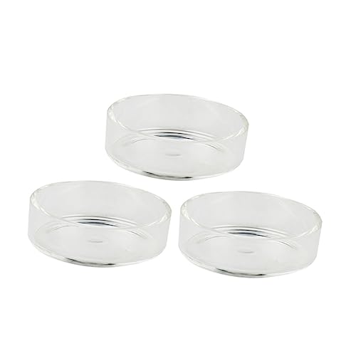 SUPVOX 3pcs Round Crystal Shrimp Feeding Bowl Delicate Glass Dish for Shrimp Tanks Multi-Purpose Feeder for Fish and Reptiles Decorative Pet Food Bowl - size: Size 1
