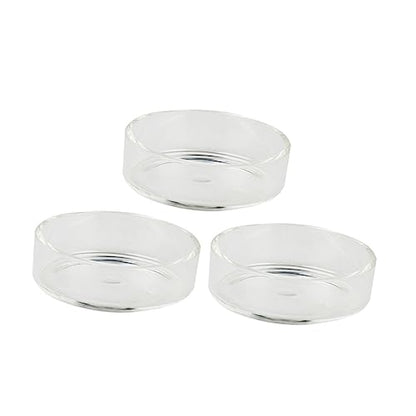 SUPVOX 3pcs Round Crystal Shrimp Feeding Bowl Delicate Glass Dish for Shrimp Tanks Multi-Purpose Feeder for Fish and Reptiles Decorative Pet Food Bowl - size: Size 1