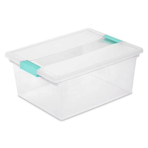 Sterilite 4-Pack Clip Box, Large Stackable Plastic Storage Bins w/ Latching Lids, 18.7 Gal - Heavy-Duty Organizing Containers for Home, Closet, Bathroom, and Office - size: Deep, style: 4 Pack
