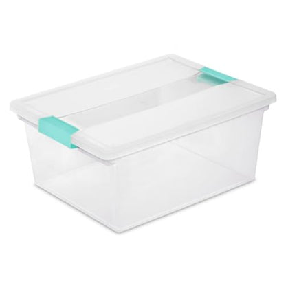 Sterilite 4-Pack Clip Box, Large Stackable Plastic Storage Bins w/ Latching Lids, 18.7 Gal - Heavy-Duty Organizing Containers for Home, Closet, Bathroom, and Office - size: Deep, style: 4 Pack