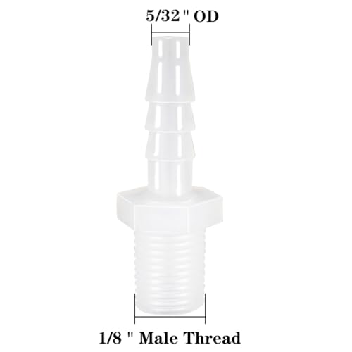 5/32" Barb X 1/8 NPT Male Plastic Hose Barb Fitting Thread Adapter Connector Pipe Fittings for Fuel Gas Liquid Air (Pack of 5) - size: 5/32" Barb X 1/8 NPT Male Thread