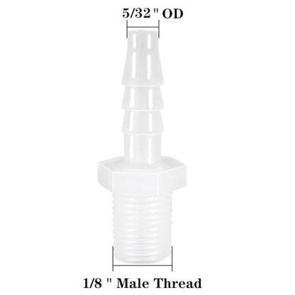 5/32" Barb X 1/8 NPT Male Plastic Hose Barb Fitting Thread Adapter Connector Pipe Fittings for Fuel Gas Liquid Air (Pack of 5) - size: 5/32" Barb X 1/8 NPT Male Thread