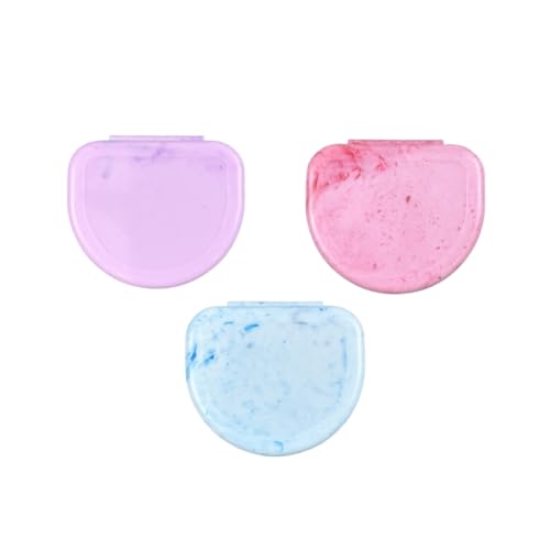 3Pcs Fashion Tie-dye Dental Retainer Case, Portable Orthodontic Aligner Case Storage for Retainers, Aligners & Mouth Guards (3pcs-Sky Blue+Purple+Pink) - color: 3pcs-Sky Blue+Purple+Pink