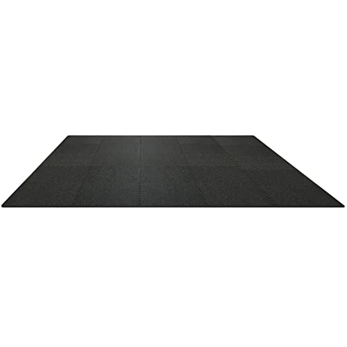 VEVOR 0.56Inch 100sq.ft Exercise Equipment Mats, 25 Tiles Upgraded Rubber Top with High Density EVA Foam, Interlocking Gym Flooring for Home Gym, 25 x 25In Gym Mats, Puzzle Workout Mats, Black & Gray | Rubber Top with Dense EVA Foam, Interlocking Gym Floo