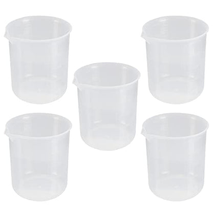 5Pcs 500ml Resin Mixing Cups, PP Plastic Measuring Low Form Graduated Beakers, Liquid Measuring Cups, Multipurpose Mixing Cups Transparent for Lab Kitchen Liquids