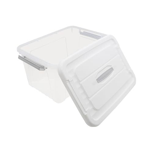 Plastic Bin with Lid, 1PCS Transparent Storage Box Office Container with Lids Platic Hangers Office Storage Bins Clothes Hangers Wardrobe Sundries Organizer