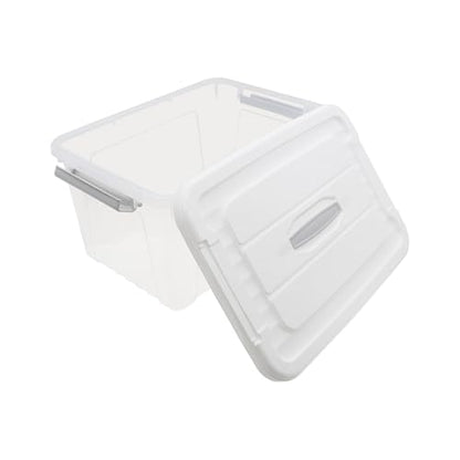 Plastic Bin with Lid, 1PCS Transparent Storage Box Office Container with Lids Platic Hangers Office Storage Bins Clothes Hangers Wardrobe Sundries Organizer