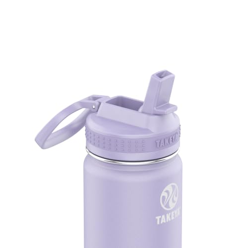 Takeya 18 oz Actives Stainless Steel Water Bottle with Straw Lid – Leakproof, Double-Wall Insulated, Keeps Drinks Cold 24 hrs/Hot 12 hrs, BPA-Free, Powder-Coated, Gym & Travel, Lavender Field - color: Lavender Field, size: 18 Ounces