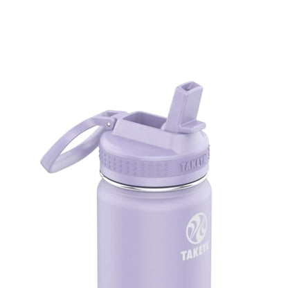 Takeya 18 oz Actives Stainless Steel Water Bottle with Straw Lid – Leakproof, Double-Wall Insulated, Keeps Drinks Cold 24 hrs/Hot 12 hrs, BPA-Free, Powder-Coated, Gym & Travel, Lavender Field - color: Lavender Field, size: 18 Ounces