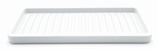Silicone Sink and Surface Organizer Tray, Sponge Holder, Vanity Tray, Trivet, Heat Safe, Dishwasher Safe, for Bathroom and Kitchen Organization (White, 9"x3.5")
