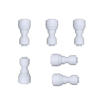 6pcs White Plastic Union Connector (3/8-in OD x 1/4-in OD, Push-to-Connect Reducing Coupling Fitting) - size: 3/8-in OD x 1/4-in OD, style: Push-to-Connect Reducing Coupling Fitting