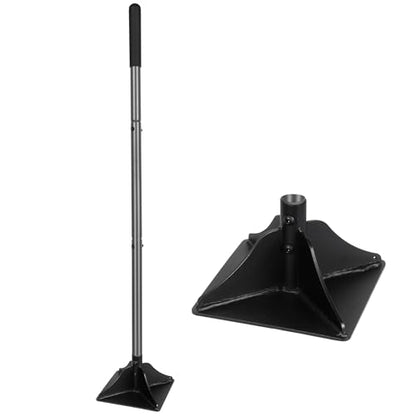 Walensee 10" x 10" Steel Tamper Tool with 48" Handle, Heavy Duty Ground Tamper with Rubber Grip for Leveling Paver Base, Soil, Gravel, Sand, Asphalt, Driveways, Yards and Blacktop Repair