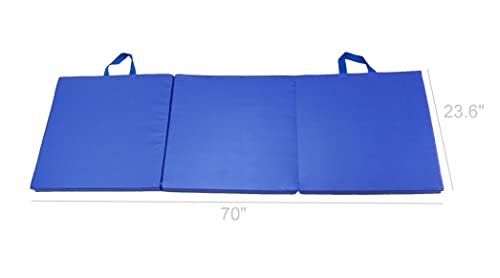 FixtureDisplays® Blue 6' Exercise Tri-Fold Gym Mat for Gymnastics, Aerobics, Yoga, Martial Arts, Crawling, Dance 16957-BLUE-NF