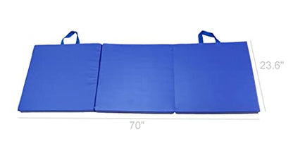 FixtureDisplays® Blue 6' Exercise Tri-Fold Gym Mat for Gymnastics, Aerobics, Yoga, Martial Arts, Crawling, Dance 16957-BLUE-NF