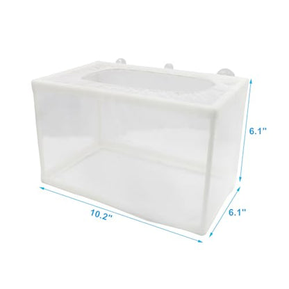 Hordion 2 Pack Mesh Aquarium Breeder Box, Fish Tank Breeder Net Fry Hatchery Incubator Mesh with Suction Cups for Newborn Small Fish, Large Size