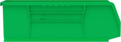Akro-Mils 30234 AkroBins Plastic Storage Bins, Space-Saving Stackable Bins for Garage, Pantry, Craft Organization, 15" x 5" x 5", Green, 12-Pack - color: Green