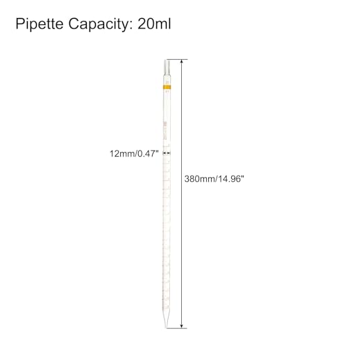 PATIKIL Graduated Dropper Pipettes 4 Pcs 20ml Reusable Borosilicate Glass Pipette for Transfer Liquid for Laboratory, Chemistry, Clear