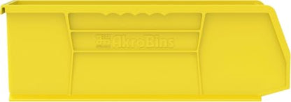Akro-Mils 30234 AkroBins Plastic Storage Bins, Space-Saving Stackable Bins for Garage, Pantry, Craft Organization, 15" x 5" x 5", Yellow, 12-Pack - color: Yellow