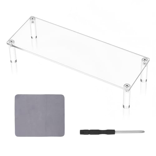 Acrylic Riser, Display Stand Clear Shelf 12 x3.15x2 inches Small Display Shelf 1 Tier Rectangular Organizer for Cosmetic Products Tabletop Use and More
