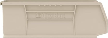 Akro-Mils 30234 AkroBins Plastic Storage Bins, Space-Saving Stackable Bins for Garage, Pantry, Craft Organization, 15" x 5" x 5", Stone, 12-Pack - color: Stone