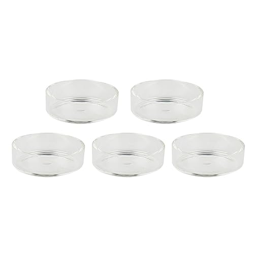 5pcs Round Shrimp Feeding Bowl Transparent Glass Dish for Fish Tank Durable Crystal Feeder for Shrimp and Reptiles Enhances Aquarium Landscape