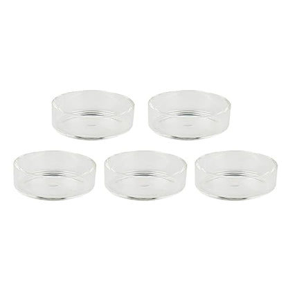 5pcs Round Shrimp Feeding Bowl Transparent Glass Dish for Fish Tank Durable Crystal Feeder for Shrimp and Reptiles Enhances Aquarium Landscape