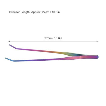 10.6Inch Stainless Steel Aquarium Tweezers Curved Design Ergonomic Non-Slip Grip for Planted Tank Fish Feeding Reptile Care(Curved Tweezers)