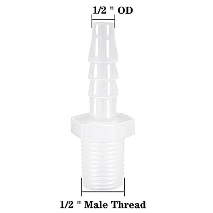 Plastic Hose Barb Fitting, 1/2" Barb X 1/2 NPT Male Thread Adapter Connector Pipe Fittings for Fuel Gas Liquid Air (Pack of 5) - size: 1/2" Barb X 1/2 NPT Male Thread