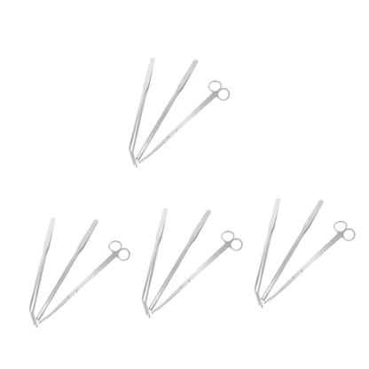 GALPADA 4sets Aquarium Grass Trimmer Stainless Steel Tweezers Scissors for Aquascaping Fish Tank Maintenance Kit