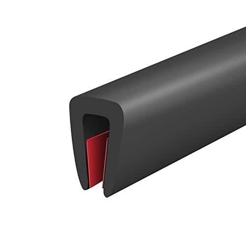 Rubber Edge Trim, Self-Adhesive Rubber Edge Protector for 1/8" Mirror and Flexiglass, EPDM Material, Fit 1/8"(3mm), Length 20 Ft, Black Color, U Channel Edge Trim