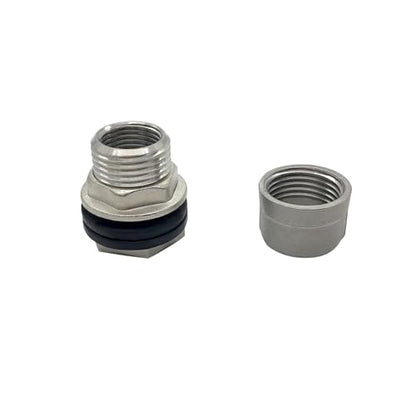 Beduan Stainless Garden Hose Bulkhead Fitting, 3/4" GHT Male to 1/2" Female Bulkhead Water Tank Connector Thru-bulk Fitting for Rain Barrels, Aquariums, Sinks, Irrigation with Caps(Pack of 2)