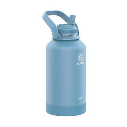 Takeya 64 oz Actives Stainless Steel Water Bottle with Straw Lid – Leakproof, Double-Wall Insulated, Keeps Drinks Cold 24 hrs/Hot 12 hrs, BPA-Free, Powder-Coated, Gym & Travel, Bluestone - color: Bluestone, size: 64 Ounces