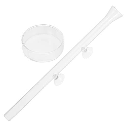Happyyami 1set Glass Shrimp Feeder Tube Dish for Aquariums Feeding Accessory Cup Design for Fish Tanks and Shrimp Care - size: 6X6X25CM