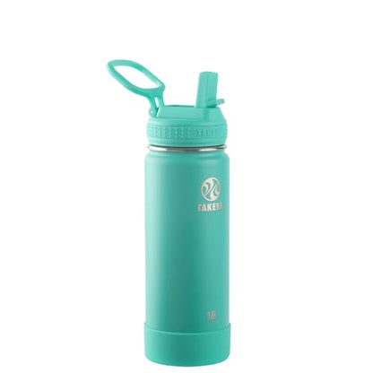 Takeya 18 oz Actives Stainless Steel Water Bottle with Straw Lid – Leakproof, Double-Wall Insulated, Keeps Drinks Cold 24 hrs/Hot 12 hrs, BPA-Free, Powder-Coated, Gym & Travel, Teal - color: Teal, size: 18 Ounces