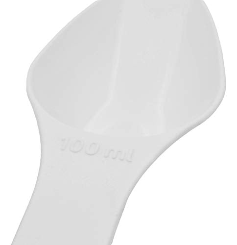 EISCO Scoop, 100ml (3.4oz) - Polypropylene Plastic - Flat Bottom - Excellent for Measuring & Weighing - Autoclavable