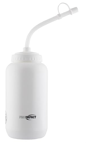Squeezable Water Bottle Bendable Long Straw - LDPE BPA Free Plastic - Hydration for Baseball Hockey Gym MMA Yoga Boxing Cycling Softball Football Lacrosse (35.5 Oz.) - style: White