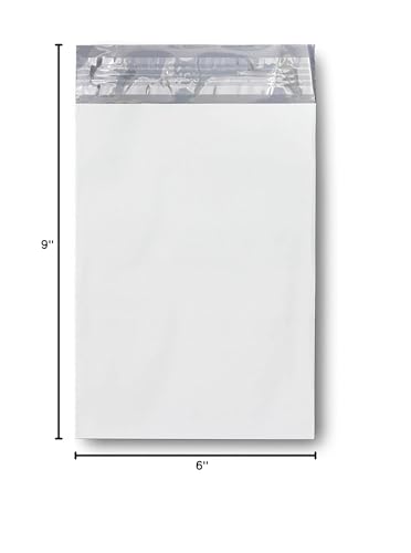 Poly Mailers Envelope Shipping Bags, 6" x 9", White, 100 Count (Pack of 1) - size: 6" x 9" 100pcs