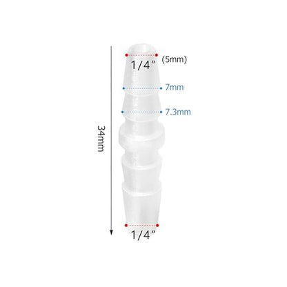 Plastic Hose Barb Fitting, 1/4" x 1/4" Barbed Splicer Mender Joint Adapter Union Fitting (Pack of 5) - size: 1/4 inch