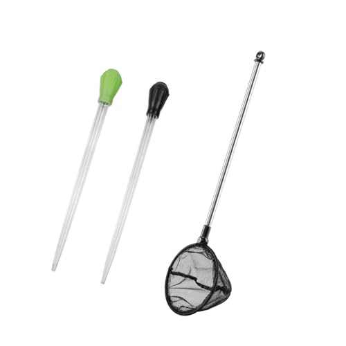 Aquarium Fish Net 3.5" Round Fish Net Extendable with 2 Units Coral Feeder Long Syringe 50 ML
