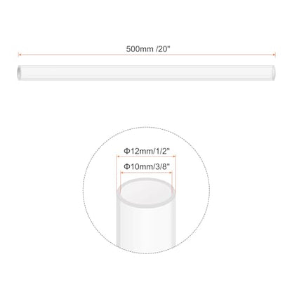20" Clear Plastic Rigid Pipe 10mm x 12mm(3/8" x 1/2") Acrylic Tube Round Polycarbonate Tubing, [for Plumbing, Hydraulics, Aquarium, DIY] - 2Pcs - size: 3/8" x 1/2"