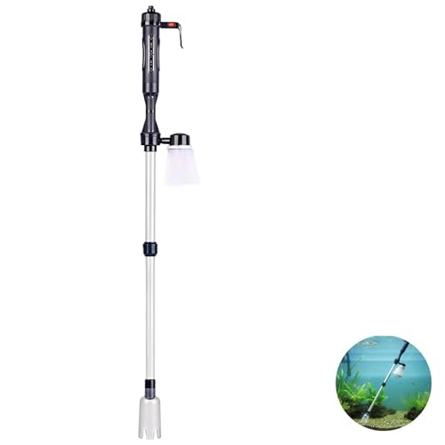 9 Piece Aquarium Gravel Cleaner Electric, Automatic Fish Tank Water Changer with US Adapter, Sand Washer Siphon with Filter Bag, Adjustable Tube 22 to 32.3 in, 560 to 820 mm, 3 Modes