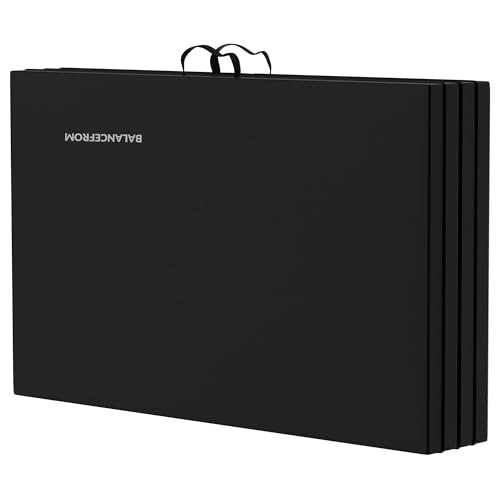 BalanceFrom All Purpose Extra Thick High Density Anti Tear Gymnastics Gym Folding Exercise Aerobics Mats - color: Black