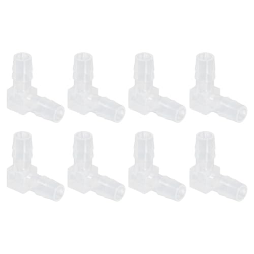 uxcell 5/16" Hose Barb Fitting, 8 Pcs Equal Barbed 90 Degree Elbow L Shaped 2 Way Plastic Splicer Joint Mender Adapter Union Fitting for Air Line Tubing Pipe Household Fuel Gas Liquid