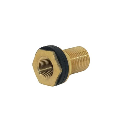 VARMHUS Solid Brass Bulkhead Fitting,2 Rubber Seal Washers, NPT Female to NPT Male Thread Water Tank Connector for Rain Barrels Aquariums (1PC 1/2" Female 3/8" Male) - size: 1PC 1/2" Female 3/8" Male