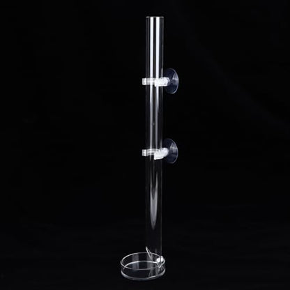 SUNGOOYUE Aquarium Feeder Acrylic Transparent Feeding Tube with Tray 20cm Fish Shrimp Feeding Dish with Suction Cups and Fixing Bracket for Fish Tank Aquarium (Tube Length 25cm)