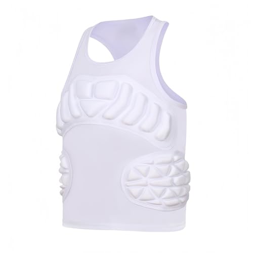 Topeter Kids Chest Protector Vest with Rib Guards for Boys & Girls, Youth Padded Compression Shirt for Football, Baseball - size: X-Large, style: White